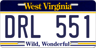 WV license plate DRL551