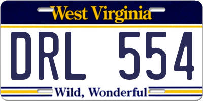 WV license plate DRL554