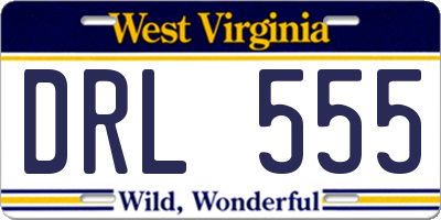 WV license plate DRL555