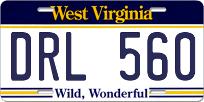 WV license plate DRL560