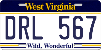 WV license plate DRL567