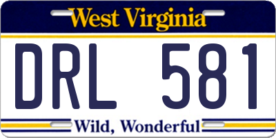 WV license plate DRL581