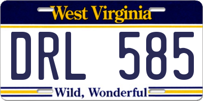 WV license plate DRL585