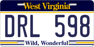 WV license plate DRL598