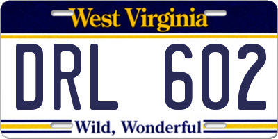 WV license plate DRL602
