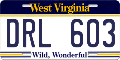 WV license plate DRL603