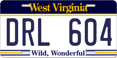 WV license plate DRL604