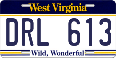 WV license plate DRL613