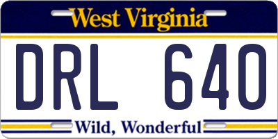 WV license plate DRL640