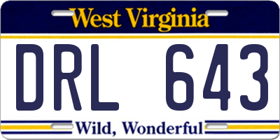 WV license plate DRL643