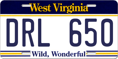WV license plate DRL650