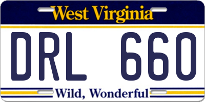 WV license plate DRL660