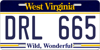 WV license plate DRL665