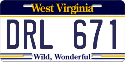 WV license plate DRL671