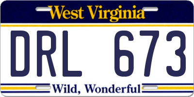 WV license plate DRL673