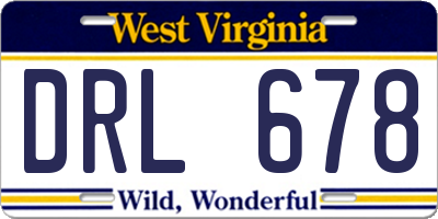 WV license plate DRL678