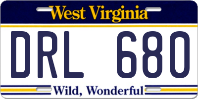 WV license plate DRL680