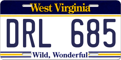 WV license plate DRL685