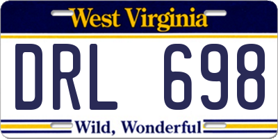 WV license plate DRL698