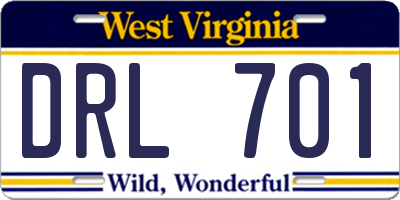WV license plate DRL701