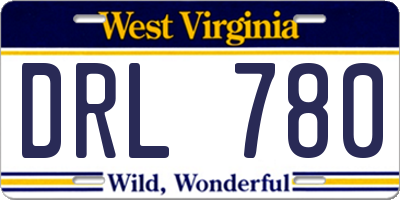 WV license plate DRL780