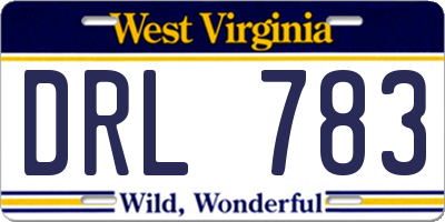 WV license plate DRL783