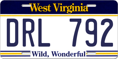 WV license plate DRL792