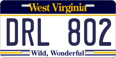 WV license plate DRL802