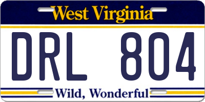 WV license plate DRL804
