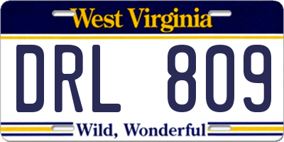 WV license plate DRL809