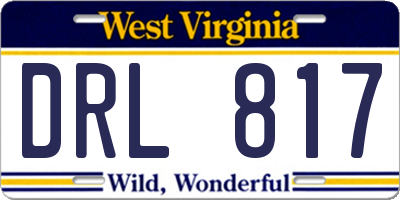 WV license plate DRL817