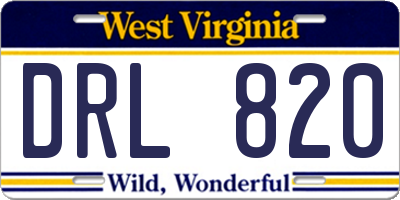 WV license plate DRL820