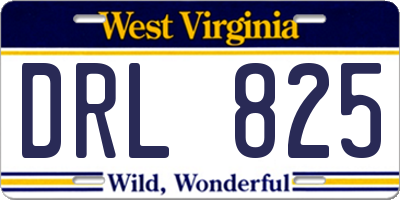 WV license plate DRL825