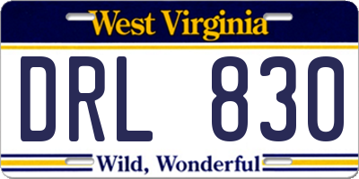 WV license plate DRL830