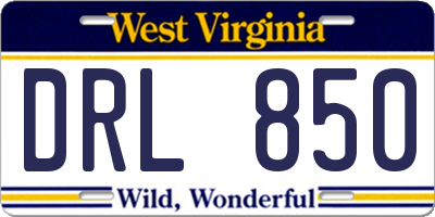 WV license plate DRL850