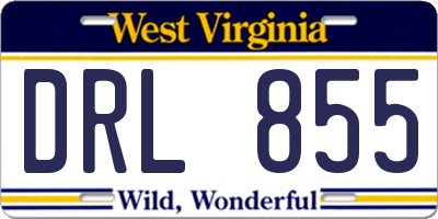 WV license plate DRL855