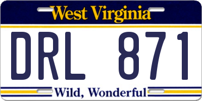 WV license plate DRL871