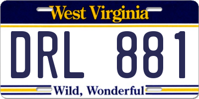 WV license plate DRL881