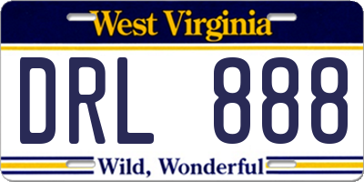 WV license plate DRL888