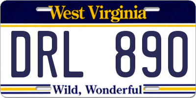 WV license plate DRL890
