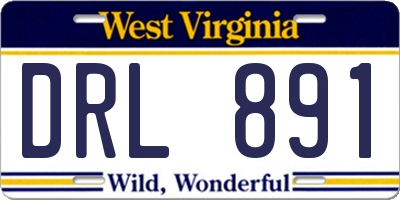 WV license plate DRL891
