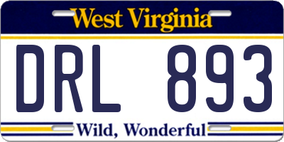 WV license plate DRL893