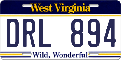 WV license plate DRL894