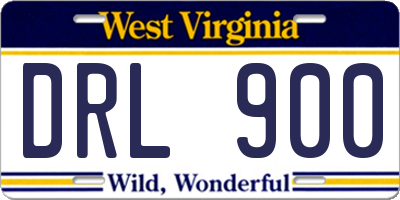 WV license plate DRL900
