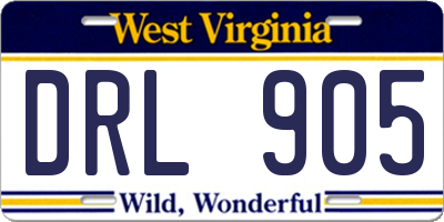 WV license plate DRL905