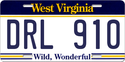 WV license plate DRL910