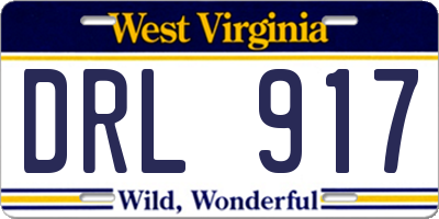 WV license plate DRL917