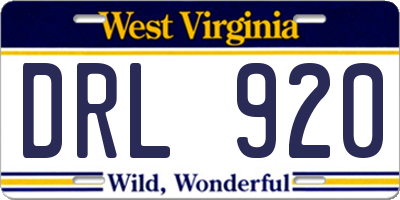 WV license plate DRL920