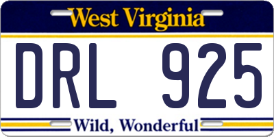 WV license plate DRL925