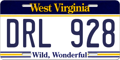 WV license plate DRL928